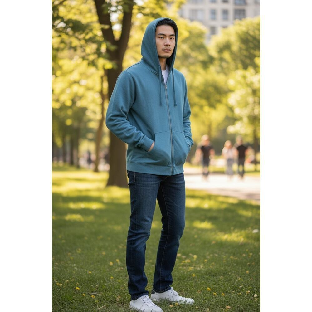 NWT Eddie Bauer Men's Full Zip Brushed Fleece Hoodie Teal Size Small $75